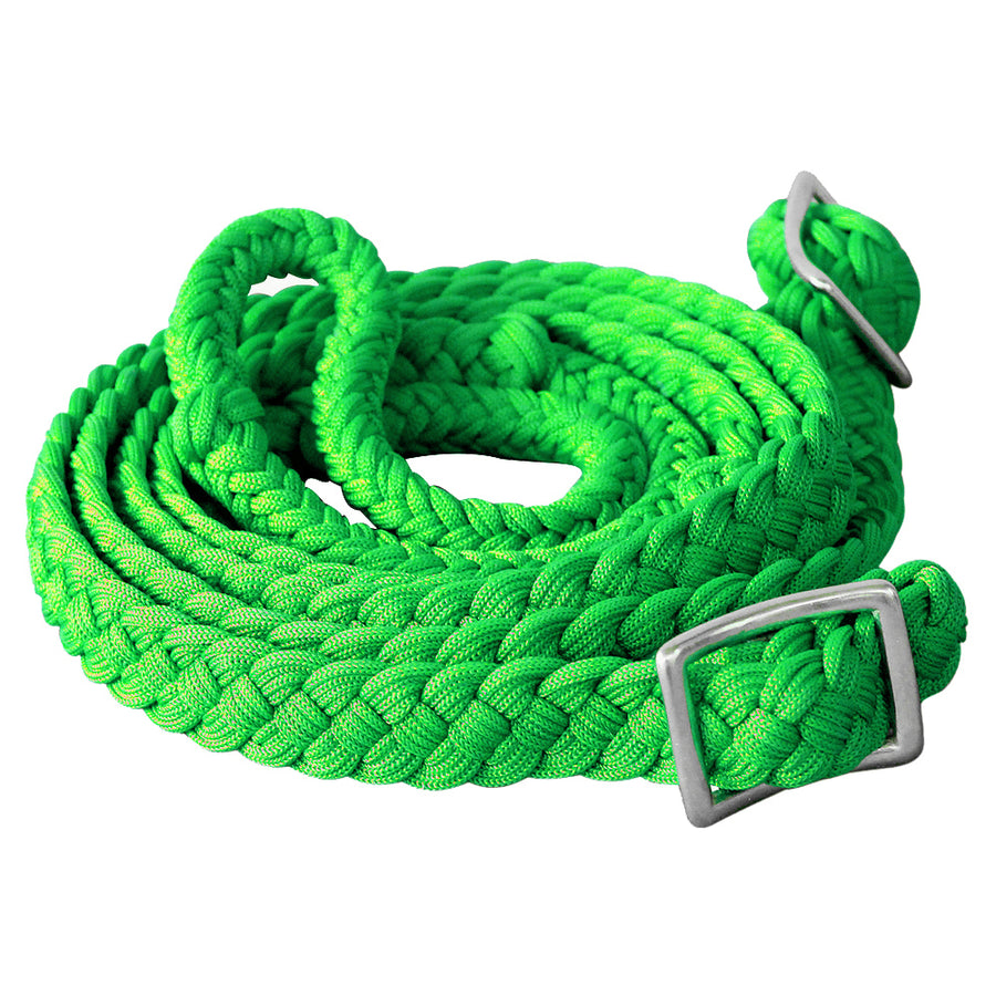 1" X 8Ft Hilason Braided Poly Horse Barrel Reins Flat with Easy Grip Knots - Uhorse