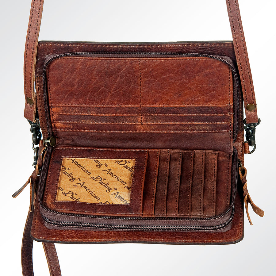 American Darling Organiser Bag Handcrafted from Crocodile Embossed Genuine Leather with YKK Zipper and Detachable Strap