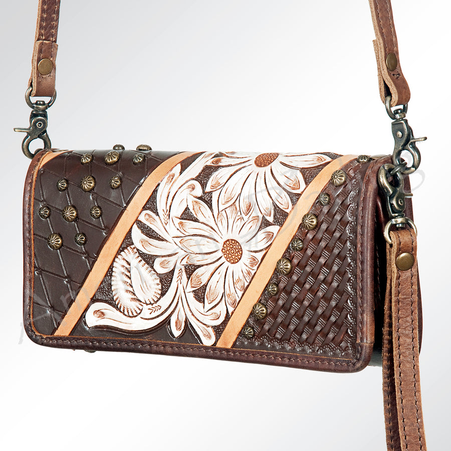 American Darling ADBG486B Wallet Hand Tooled Genuine Leather Women Bag by Hilason – Cowboy and equestrian accessories
