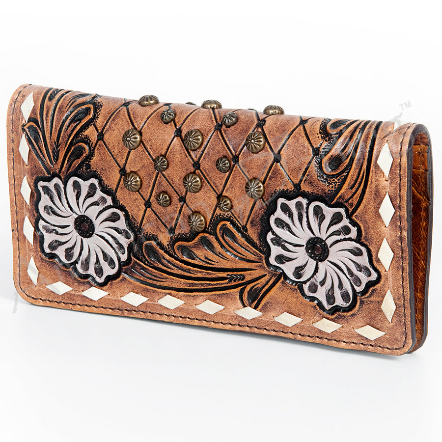 American Darling Hand Tooled Leather Western Clutch Bag - Uhorse