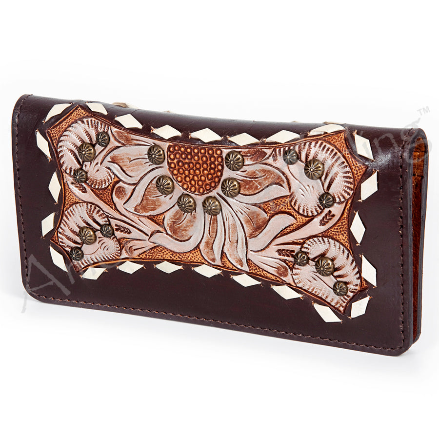 American Darling Hand Tooled Leather Western Clutch Bag - Uhorse