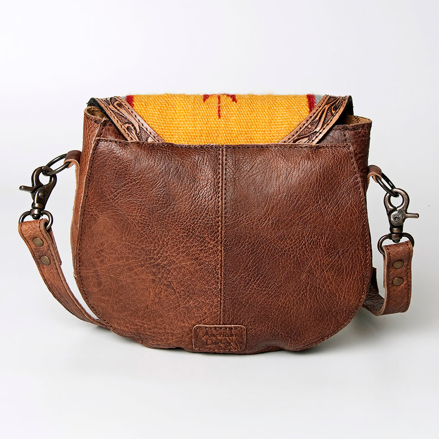 American Darling Cross body Bag Hand Tooled Genuine Leather Western Purse with Turquoise Concho and YKK Zipper