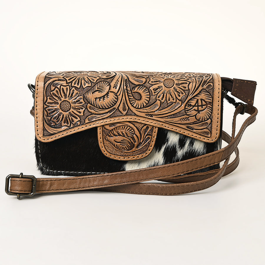American Darling Wallet Bag Hand Tooled Floral Carved Cowhide Genuine Leather Western Purse with YKK Zipper