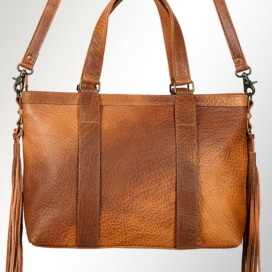 American Darling Tote Bag Rivetted Genuine Leather Western Shoulder Purse with Fringes and YKK Zipper