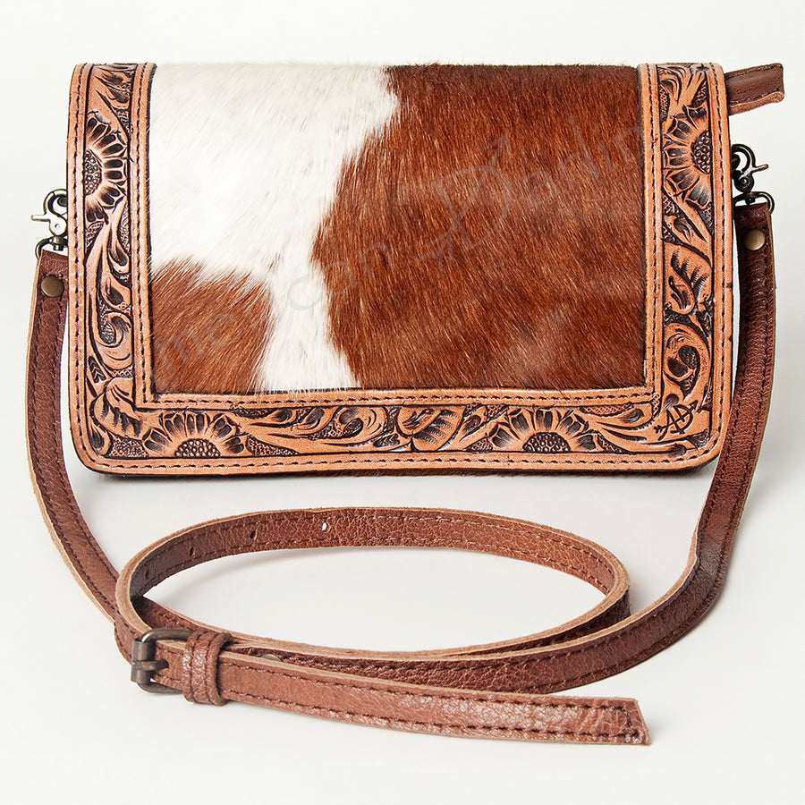American Darling Wallet Bag Hand Tooled Floral Carved Cowhide Genuine Leather Western Purse with YKK Zipper