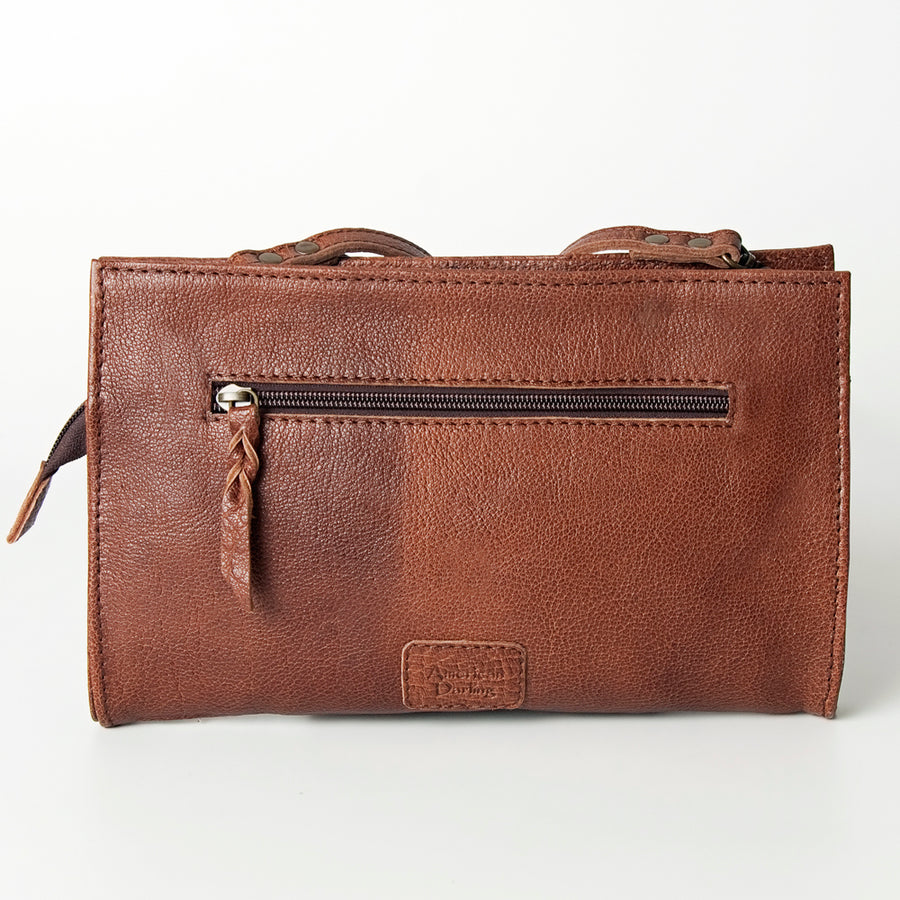 American Darling Wallet Bag Genuine Vegetable Tanned Leather Western Purse with Lace-Up Detail and YKK Zipper