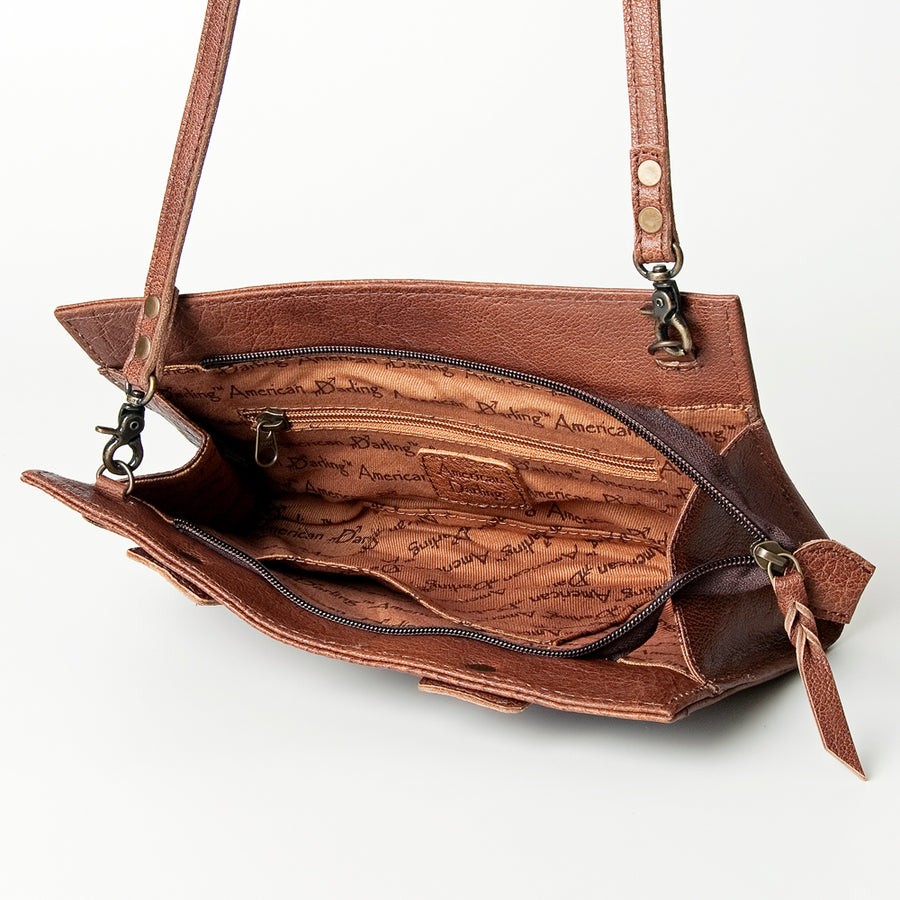 American Darling Wallet Bag Genuine Vegetable Tanned Leather Western Purse with Lace-Up Detail and YKK Zipper