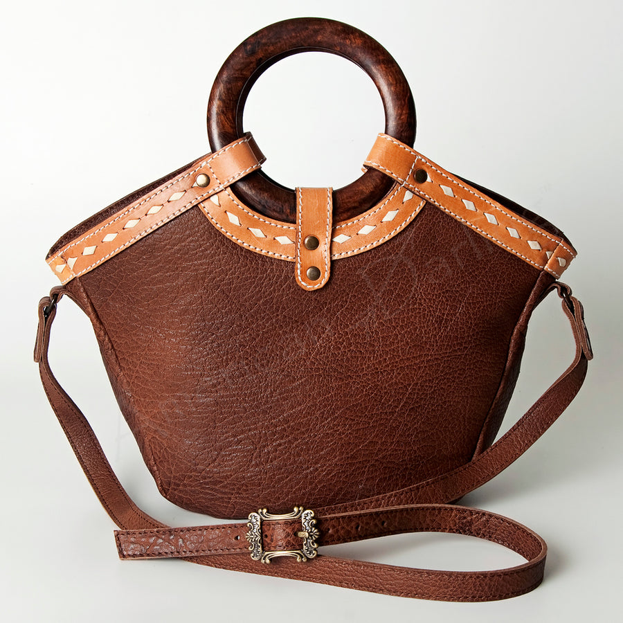 American Darling Tote Bag Genuine Leather Western Shoulder Purse with Buck stitched Detail and YKK Zipper