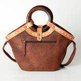 American Darling Tote Bag Genuine Leather Western Shoulder Purse with Buck stitched Detail and YKK Zipper