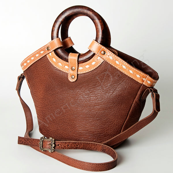 American Darling Handcrafted Western Leather Tote Bag with Buck stitched Detail - Uhorse