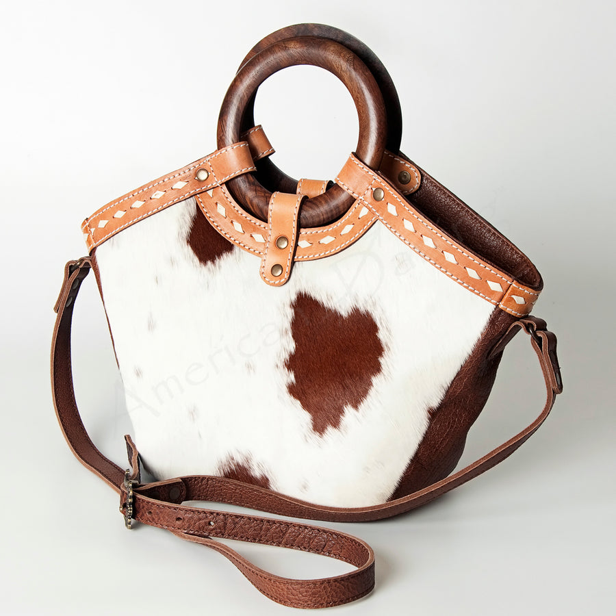 American Darling Handcrafted Hair-On Cowhide Western Leather Tote Bag - Uhorse