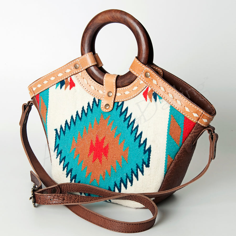 American Darling Handcrafted Western Saddle Blanket Leather Tote Bag - Uhorse