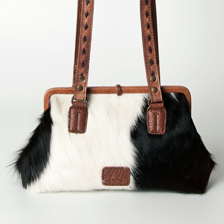 American Darling Clutch Bag Western Hair-On Cowhide Genuine Leather Purse with Concho and Tassels for Women