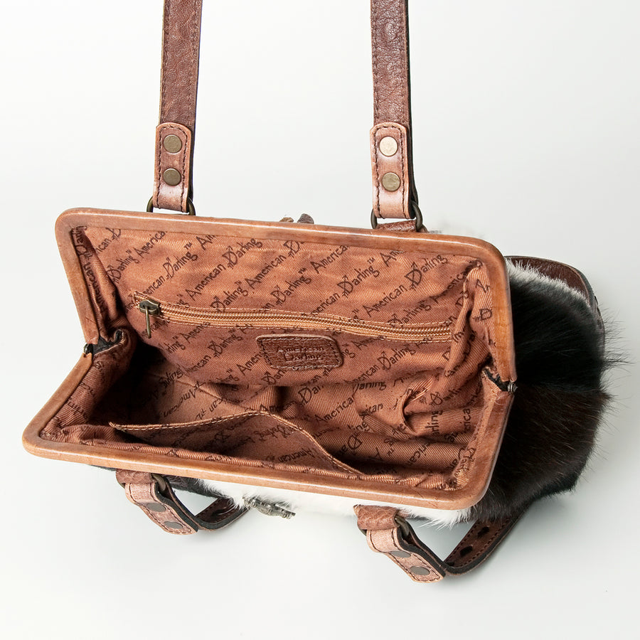American Darling Clutch Bag Western Hair-On Cowhide Genuine Leather Purse with Concho and Tassels for Women