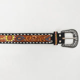 American Darling Beautifully Hand Tooled Black Genuine American Leather Belt Men and Women Western Belt with Removable Buckle