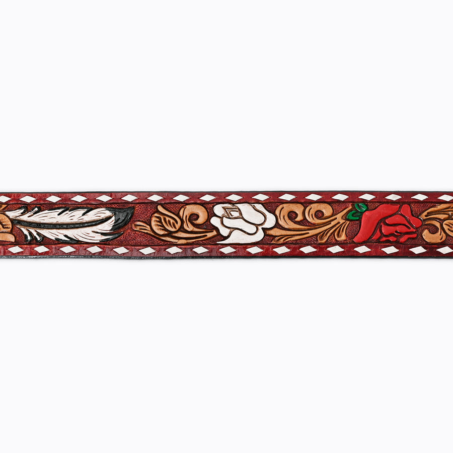 American Darling Beautifully Hand Tooled Tan Genuine Leather Belt Men and Women Western with Removable Buckle