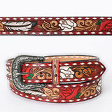 American Darling Beautifully Hand Tooled Brown Genuine American Leather Belt Men and Women Western Belt with Removable Buckle