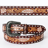 Beautifully Hand Tooled Hand Painted Genuine American Leather Belt Men and Women Bling - Uhorse