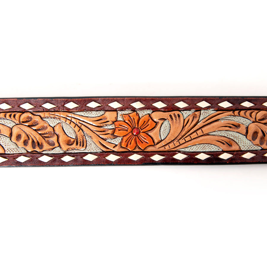 American Darling Beautifully Hand Tooled Tan Genuine Leather Belt Men and Women Western with Removable Buckle