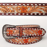 American Darling Beautifully Hand Tooled Brown Genuine American Leather Belt Men and Women Western Belt with Removable Buckle