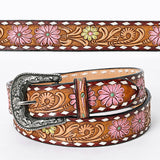 Beautifully Hand Tooled Hand Painted Genuine American Leather Belt Men and Women Bling - Uhorse