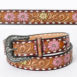 Beautifully Hand Tooled Hand Painted Genuine American Leather Belt Men by Hilason – Cowboy and equestrian accessories