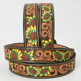 American Darling Beautifully Hand Tooled Black Genuine American Leather Belt Men and Women Western Belt with Removable Buckle