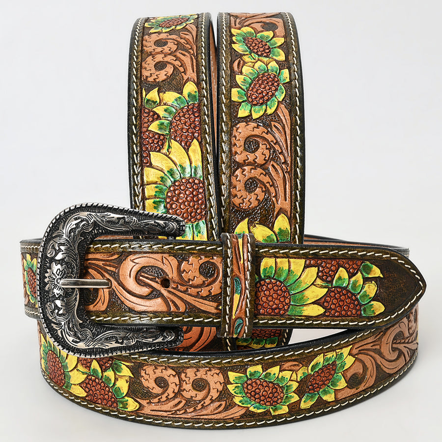 Beautifully Hand Tooled Hand Painted Genuine American Leather Belt Men and Women - Uhorse
