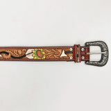 American Darling Beautifully Hand Tooled Tan Genuine American Leather Belt Men and Women Western Belt with Removable Buckle