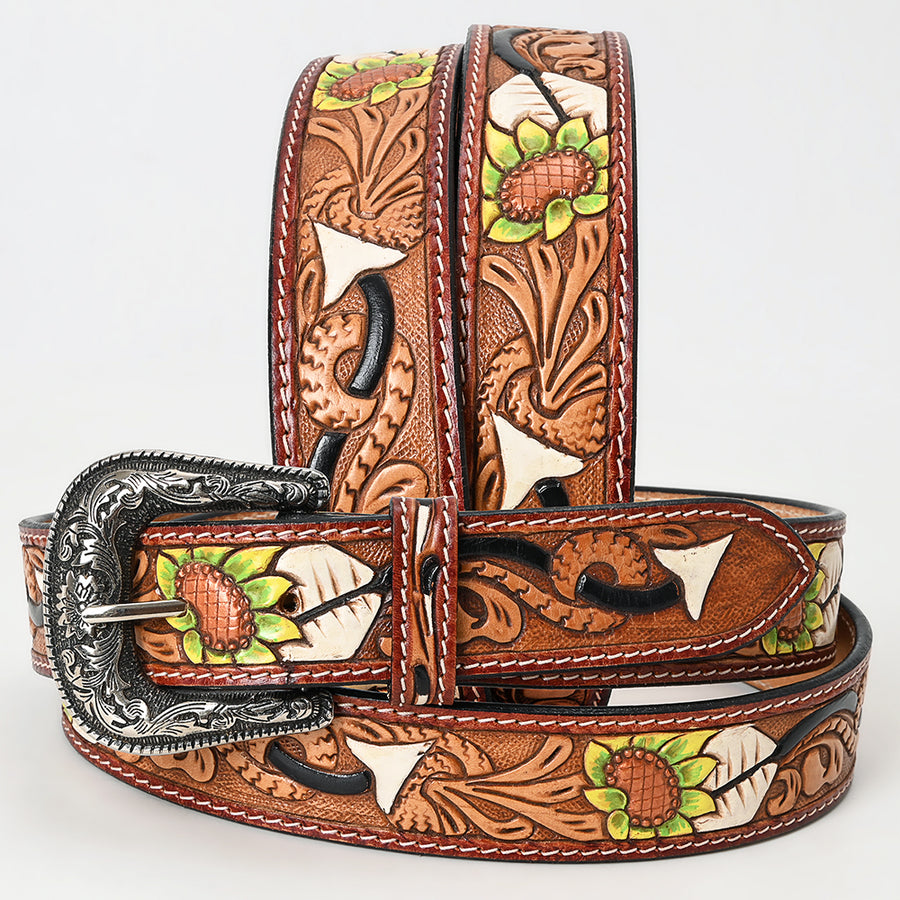 Beautifully Hand Tooled Hand Painted Genuine American Leather Belt Men and Women - Uhorse