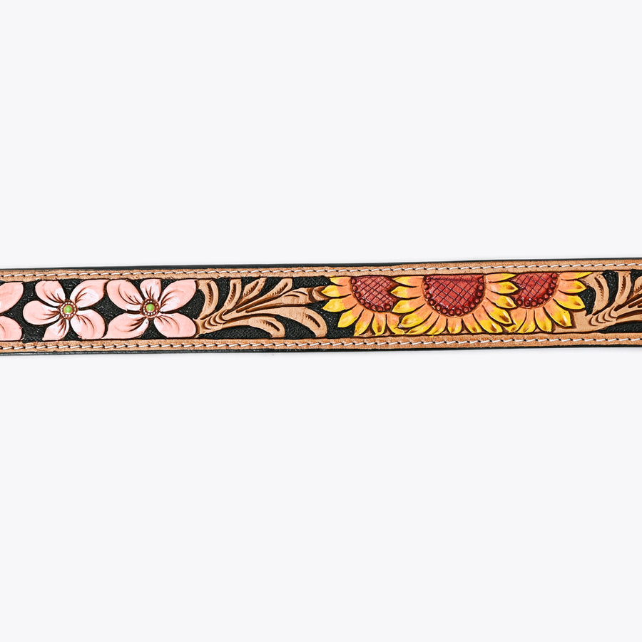 American Darling Beautifully Hand Tooled Tan Genuine Leather Belt Men and Women Western with Removable Buckle