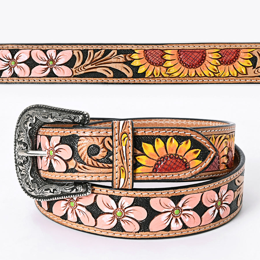 Beautifully Hand Tooled Hand Painted Genuine American Leather Belt Men and Women - Uhorse