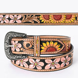 American Darling Beautifully Hand Tooled Black Genuine American Leather Belt Men and Women Western Belt with Removable Buckle