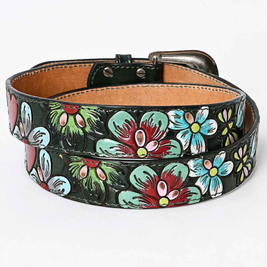 American Darling Beautifully Hand Tooled Tan Genuine Leather Belt Men and Women Western with Removable Buckle