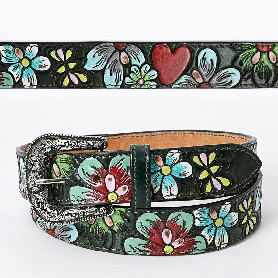 Beautifully Hand Tooled Hand Painted Genuine American Leather Belt Men and Women - Uhorse