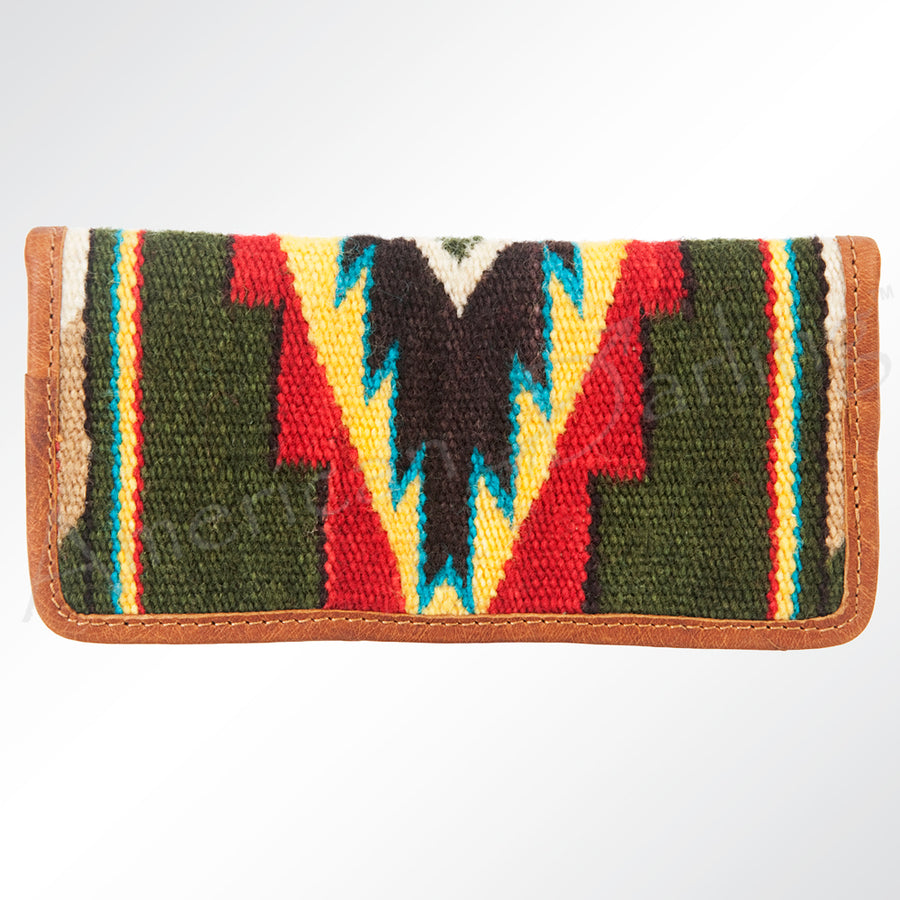 American Darling Hand Woven Saddle Blanket and Leather Western Clutch Bag - Uhorse