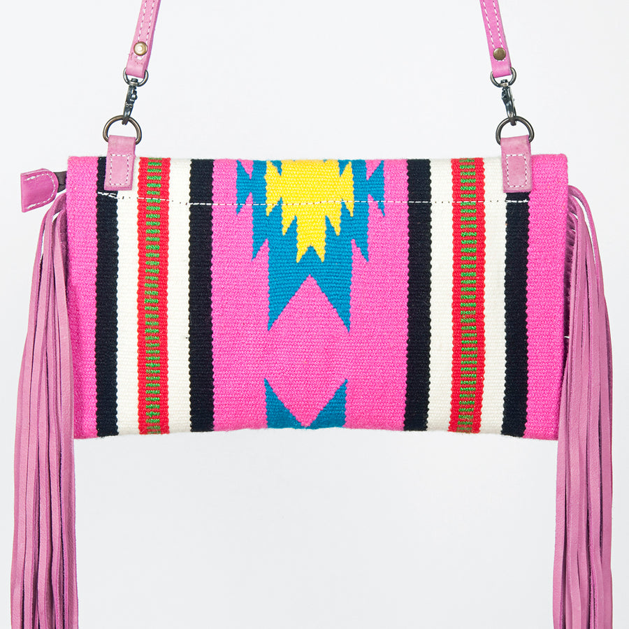 American Darling Small Cross body Bag Hand Tooled Floral Carved Saddle Blanket Genuine Leather Western Purse with Fringes