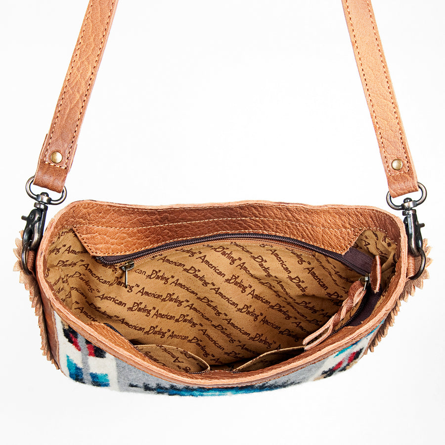American Darling Hobo Bag Western Hand Tooled Floral Genuine Leather Crossbody with Hand Woven Saddle Blanket & YKK Zipper