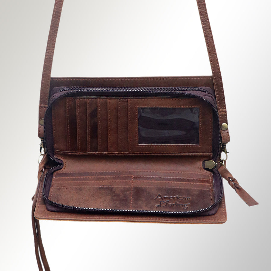 American Darling Organiser Bag, Hand Painted Western Leather, Vegetable Tanned Full Grain, 4in (H) X 8in (W) X 1.5in (D)
