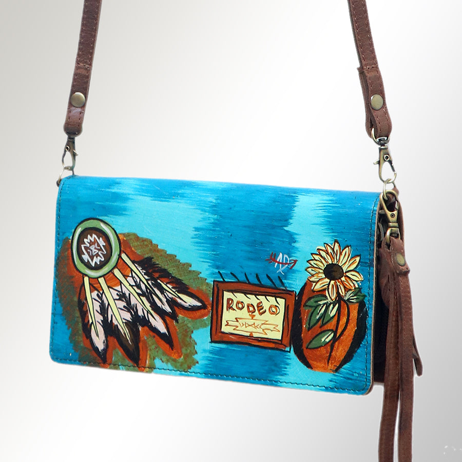 American Darling Hand Painted Western Leather Organiser Bag - Handcrafted - Uhorse