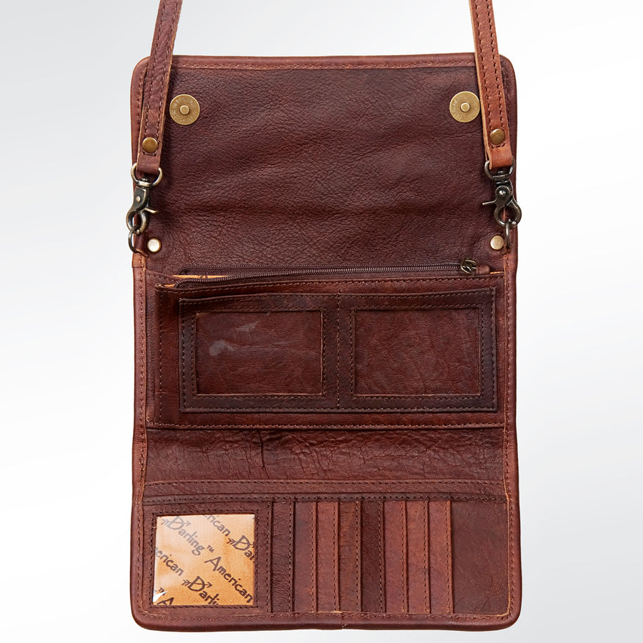 American Darling Western Wallet Bag Hair-On Cowhide Genuine Vegetable Tanned Leather Travel Clutch with YKK Zipper