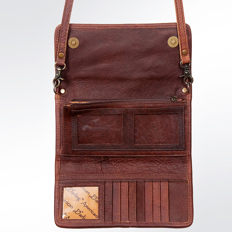 American Darling Western Wallet Bag Hair-On Cowhide Genuine Vegetable Tanned Leather Travel Clutch with YKK Zipper