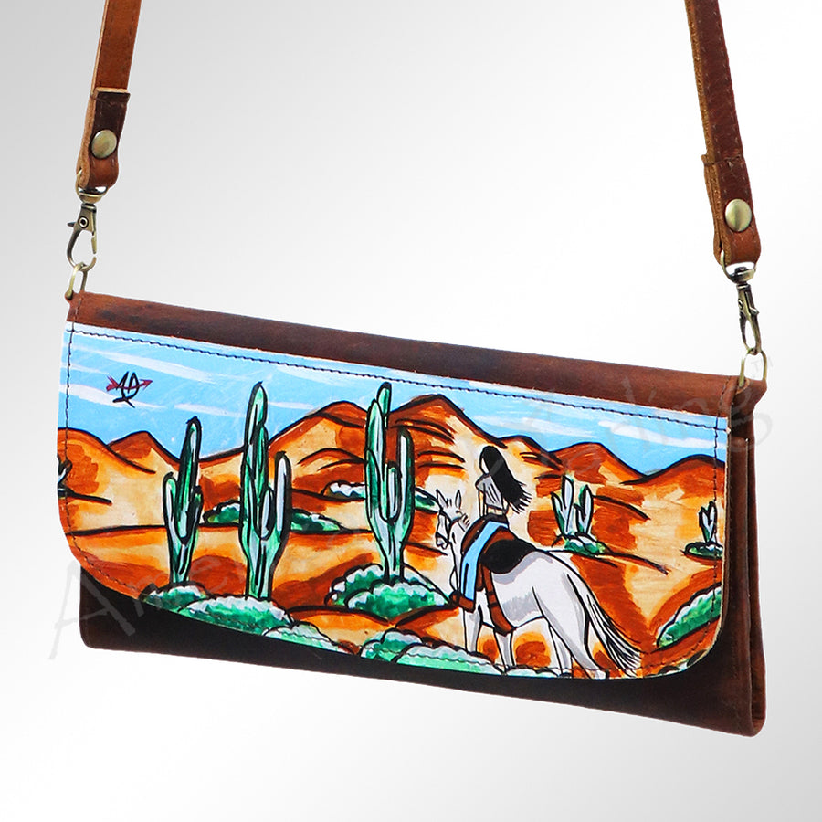 American Darling Hand-Painted Western Leather Small Cross body Bag - Uhorse