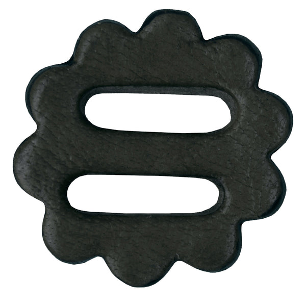 Black metal scalloped concho with two slots - Uhorse