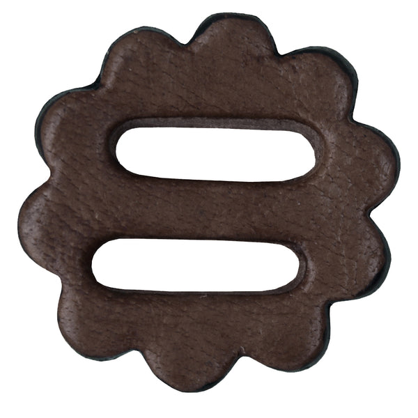 Brown leather scalloped buckle with two slots - Uhorse