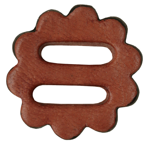 Rust leather scalloped buckle with oval slots - Uhorse