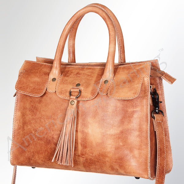 American Darling Handcrafted Western Leather Tote Bag with Tassels - Uhorse