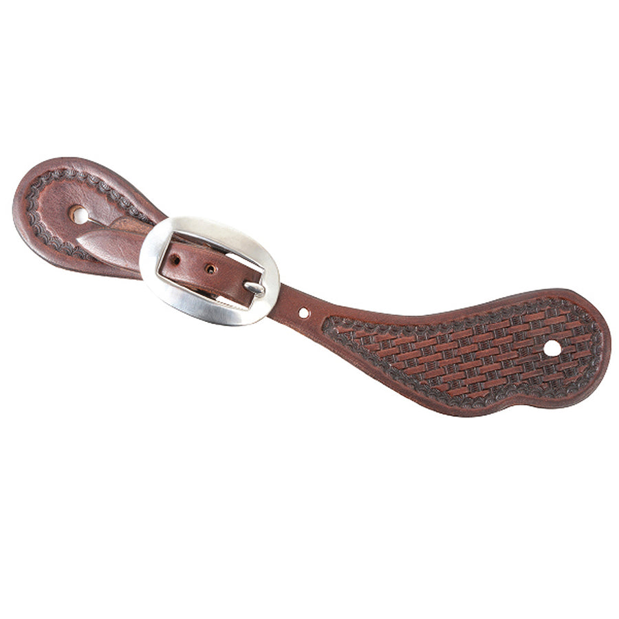 Medium Martin Saddlery Spur Strap Cowboy Chocolate Basketweave – by Hilason – Cowboy and equestrian accessories