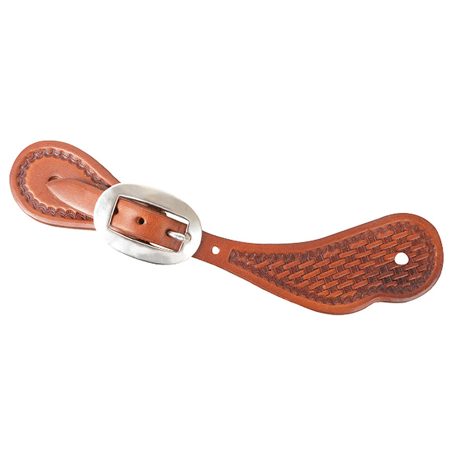 Medium Martin Saddlery Spur Strap Cowboy Chestnut Basketweave – by Hilason – Cowboy and equestrian accessories
