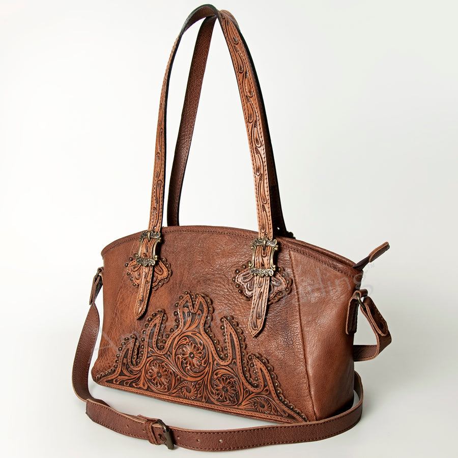American Darling Handcrafted Hand Tooled Leather Western Tote Bag - Uhorse